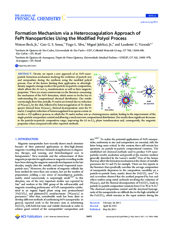(PDF) Formation Mechanism via a Heterocoagulation Approach of FePt ...