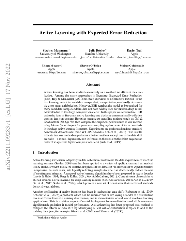 (PDF) Active Learning with Expected Error Reduction