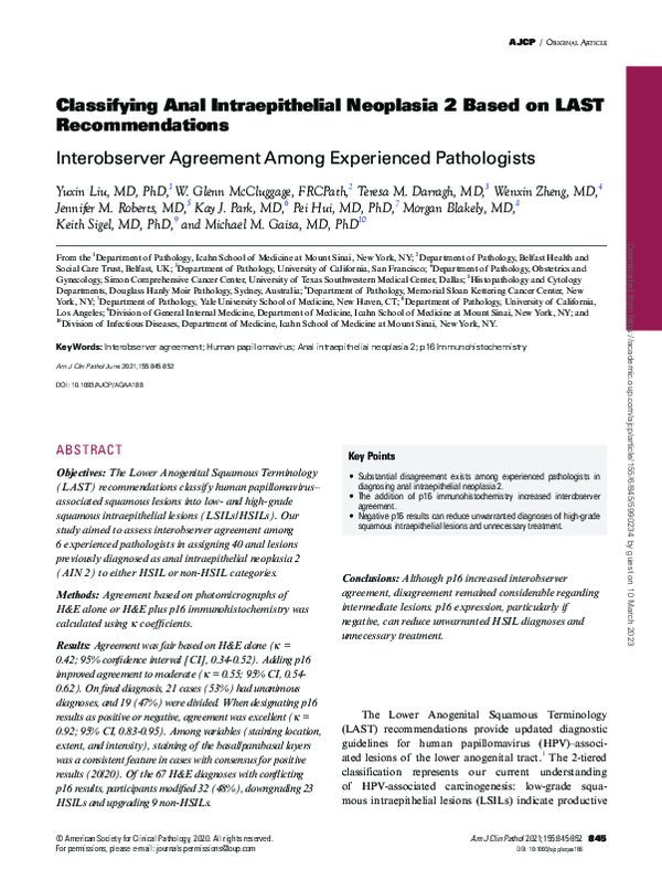 (PDF) Classifying Anal Intraepithelial Neoplasia 2 Based on LAST ...