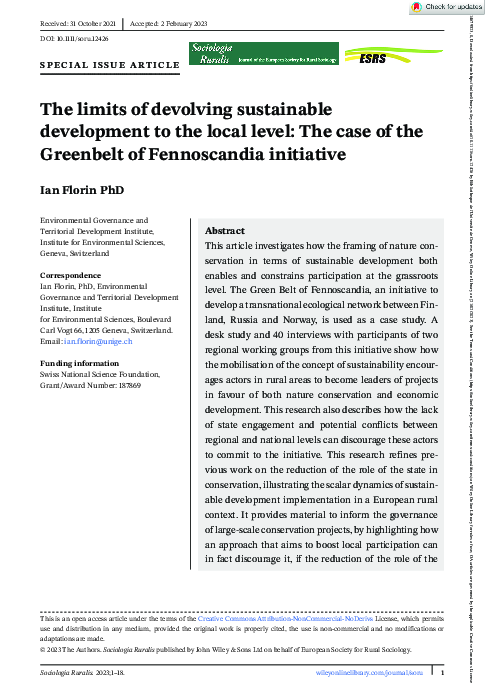 (PDF) The limits of devolving sustainable development to the local ...