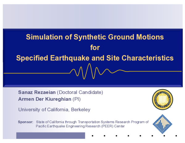 (PDF) Simulation of synthetic ground motions for specified earthquake ...