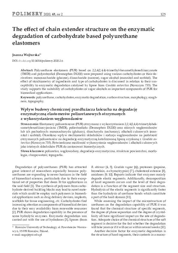 (PDF) The effect of chain extender structure on the enzymatic ...