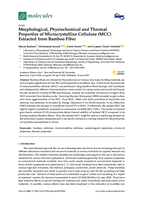 (PDF) Morphological, Physiochemical and Thermal Properties of ...