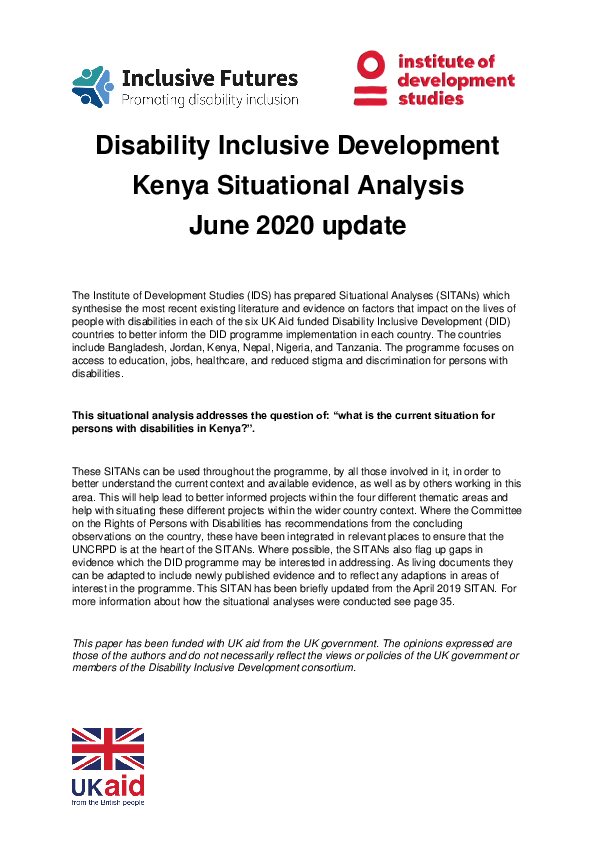 (PDF) Disability Inclusive Development - Kenya Situational Analysis