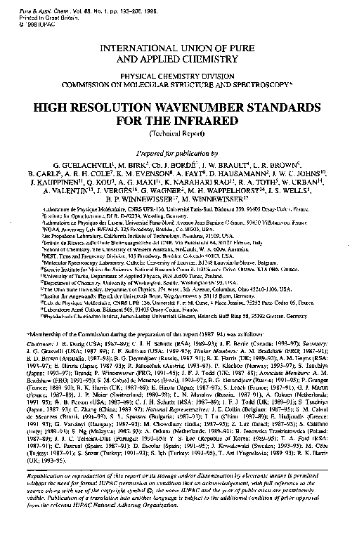 (PDF) High Resolution Wavenumber Standards for the Infrared
