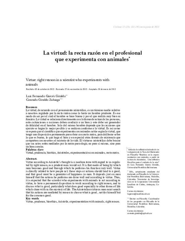 (PDF) La virtud: la recta razón en el profesional que experimenta con ...