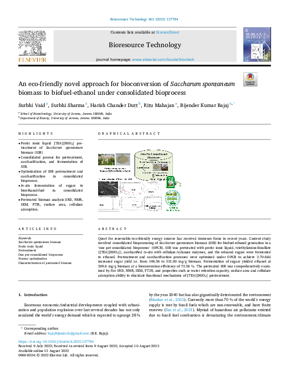 (PDF) An eco-friendly novel approach for bioconversion of Saccharum ...