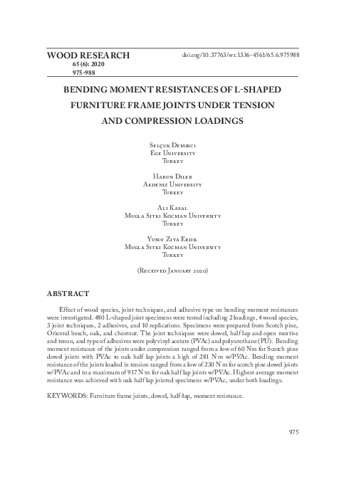 (PDF) Bending moment resistances of L-shaped furniture frame joints ...