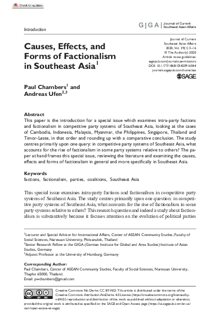 (PDF) Causes, Effects, and Forms of Factionalism in Southeast Asia