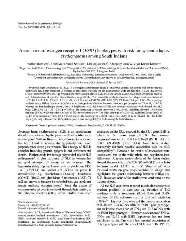 (PDF) Association of estrogen receptor 1 (ESR1) haplotypes with risk ...