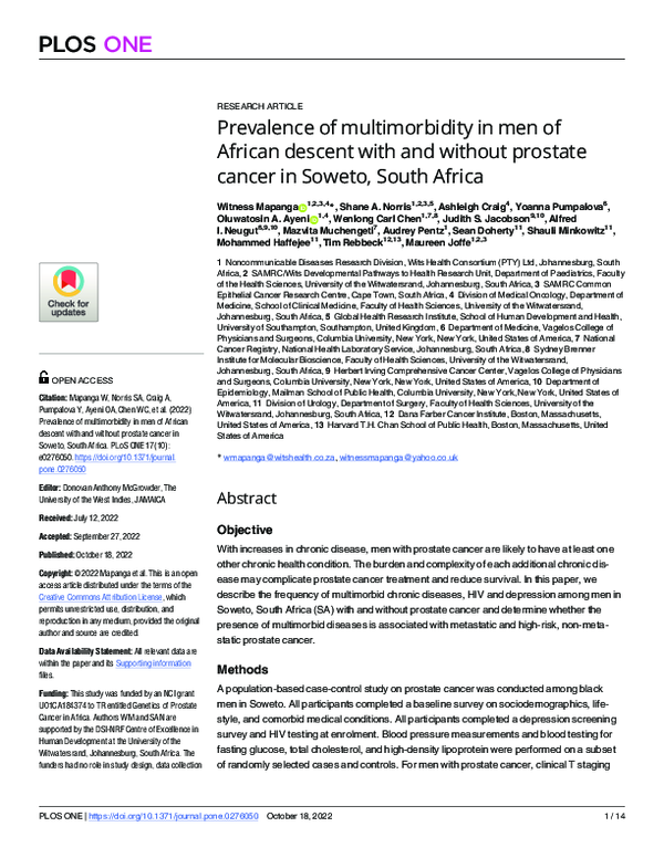 (PDF) Prevalence of multimorbidity in men of African descent with and ...