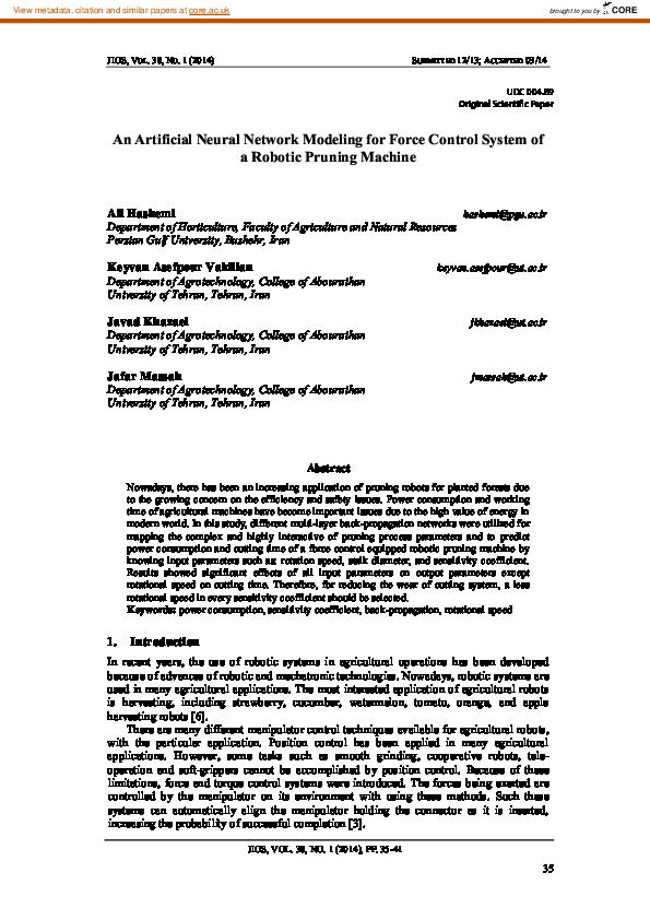 (PDF) An Artificial Neural Network Modeling for Force Control System of ...