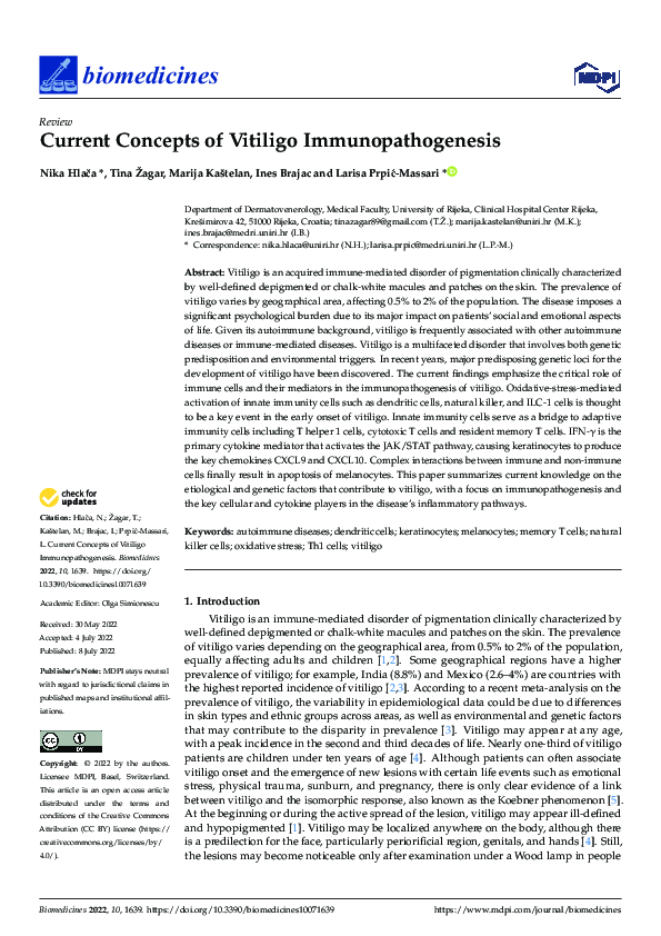(PDF) Current Concepts of Vitiligo Immunopathogenesis