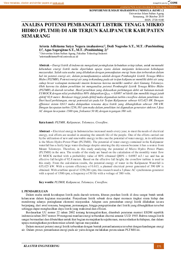 (PDF) Analisa Potensi Pembangkit Listrik Tenaga Mikro Hidro (PLTMH) DI ...