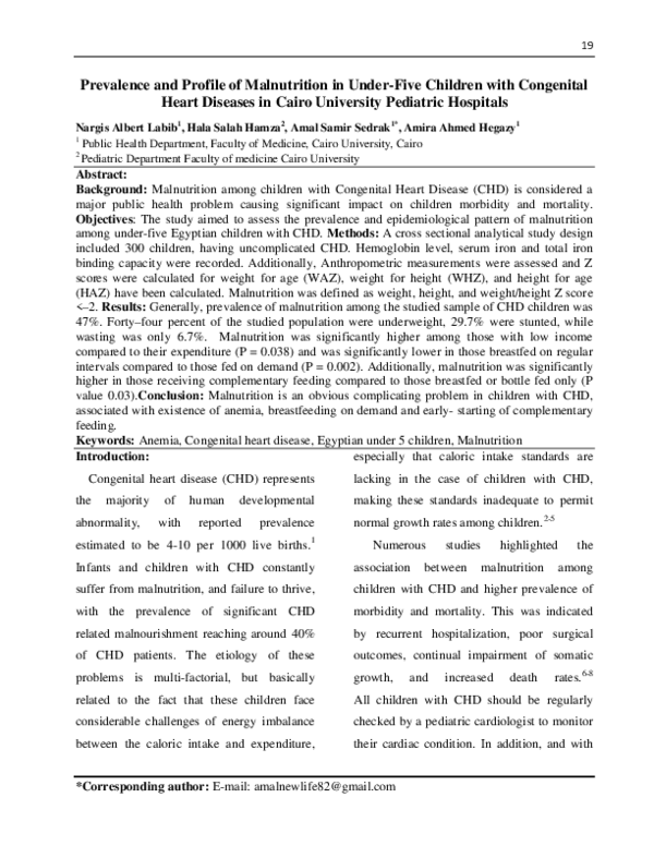 (PDF) Prevalence and Profile of Malnutrition in Under-Five Children ...