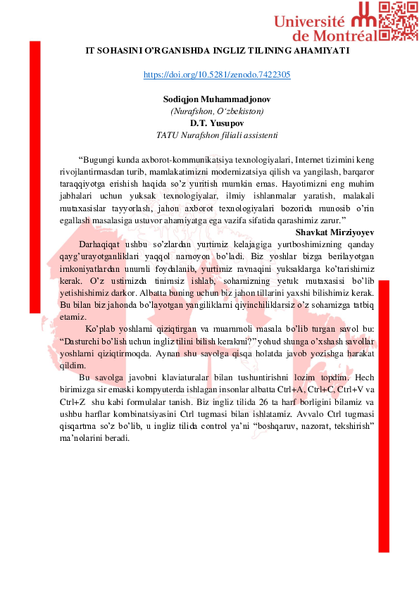 It Sohasini O'Rganishda Ingliz Tilining Ahamiyati