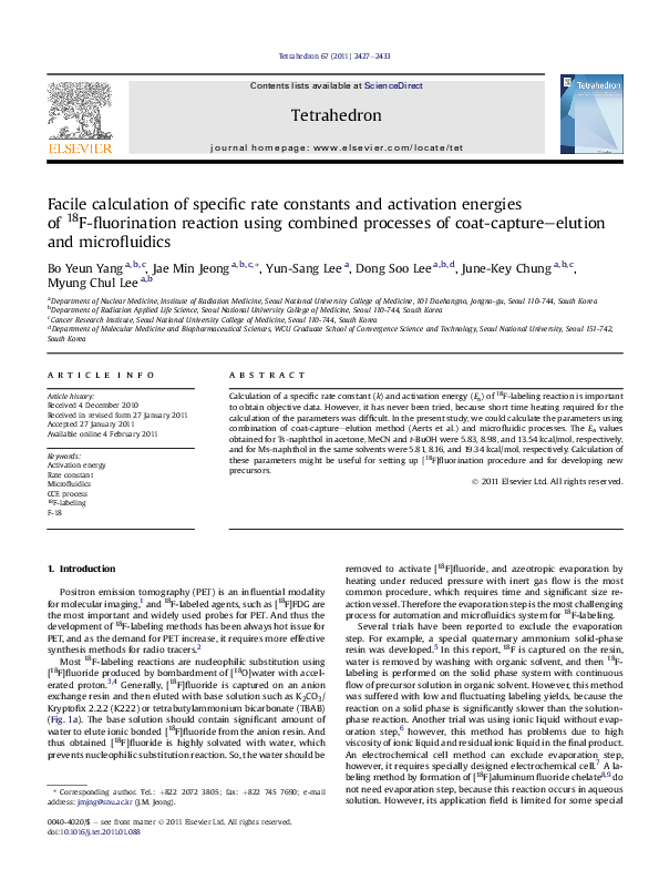 (PDF) Facile calculation of specific rate constants and activation ...