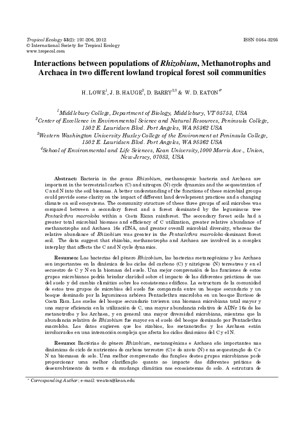 (PDF) Interactions between populations of Rhizobium, methanotrophs and ...