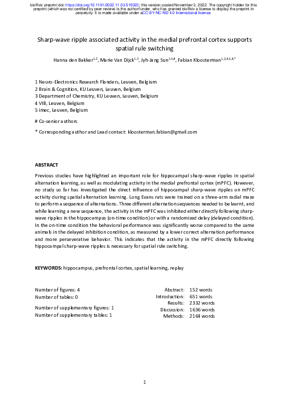 (PDF) Sharp-wave ripple associated activity in the medial prefrontal ...