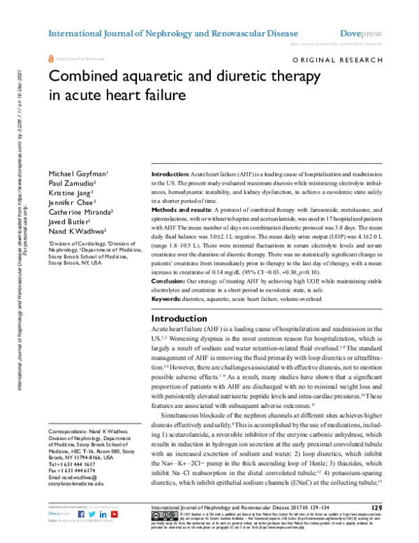 (PDF) Combined aquaretic and diuretic therapy in acute heart failure