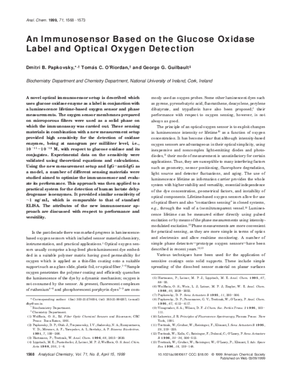 (PDF) An Immunosensor Based on the Glucose Oxidase Label and Optical ...