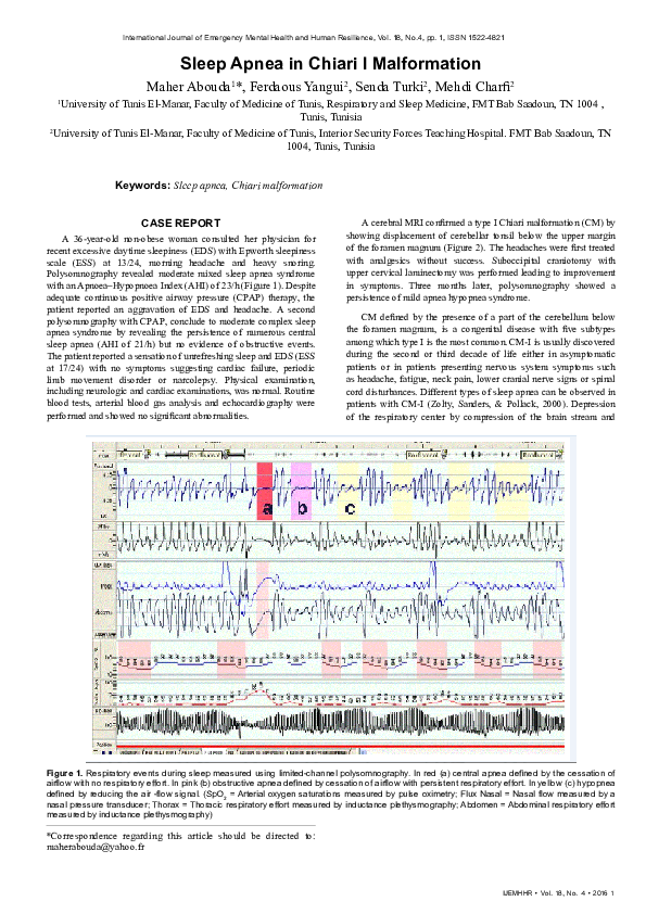 (PDF) Sleep apnea in Chiari I malformation Senda Turki Academia.edu