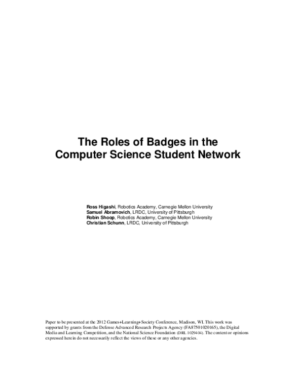 (PDF) The roles of badges in the computer science student network