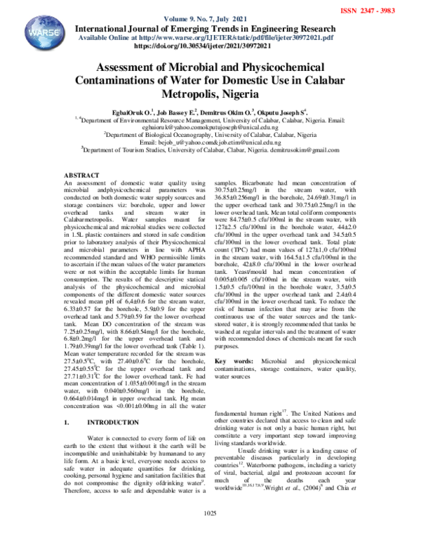 (PDF) Assessment of Microbial and Physicochemical Contaminations of ...