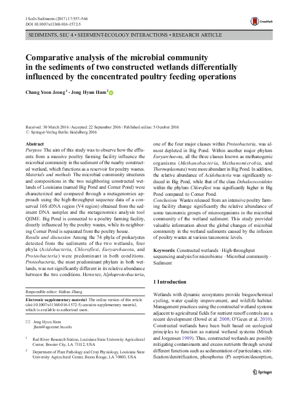 (PDF) Comparative analysis of the microbial community in the sediments ...