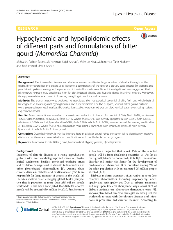 (PDF) Hypoglycemic and hypolipidemic effects of different parts and