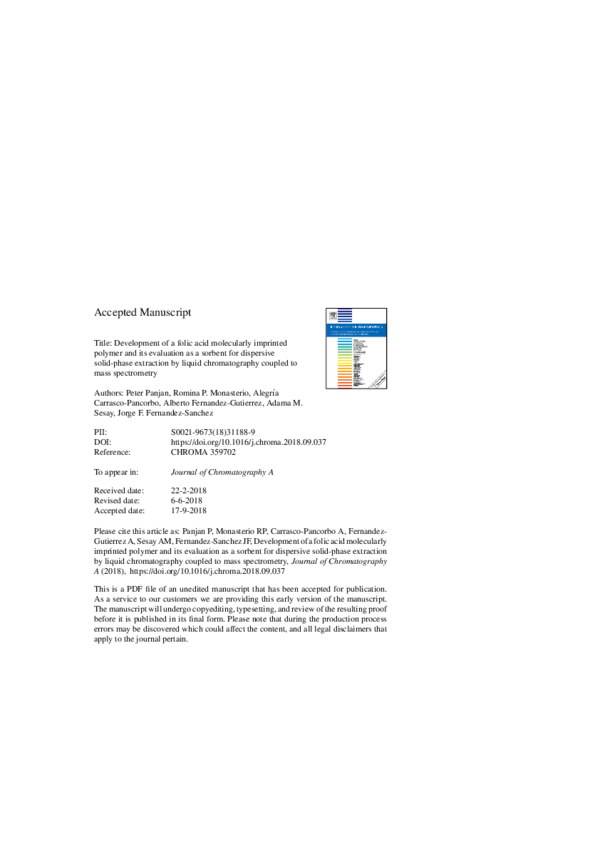 (PDF) Development of a folic acid molecularly imprinted polymer and its ...