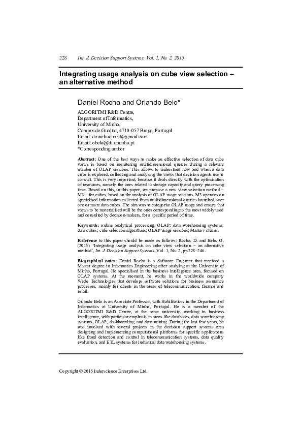 (PDF) Integrating usage analysis on cube view selection - an ...