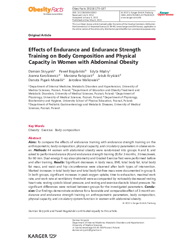 (PDF) Effects of Endurance and Endurance Strength Training on Body ...