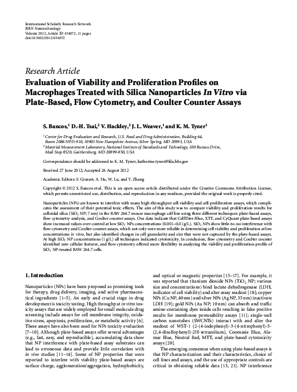 (PDF) Evaluation of Viability and Proliferation Profiles on Macrophages ...