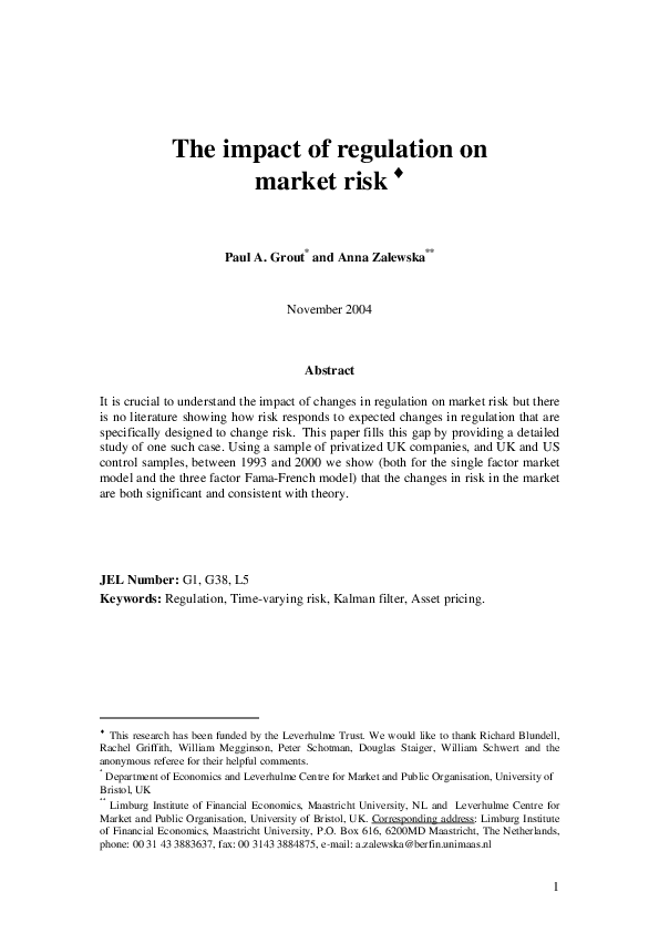 (PDF) The impact of regulation on market risk