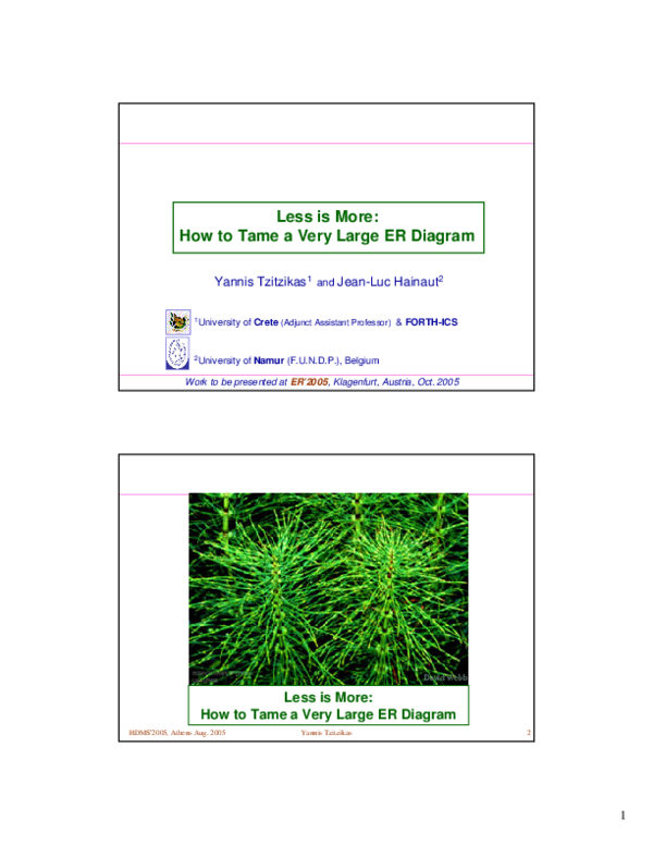 (PDF) Less is More: How to Tame a Very Large ER Diagram