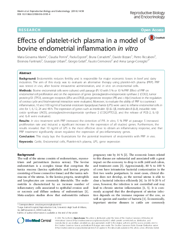 (PDF) Effects of platelet-rich plasma in a model of bovine endometrial ...