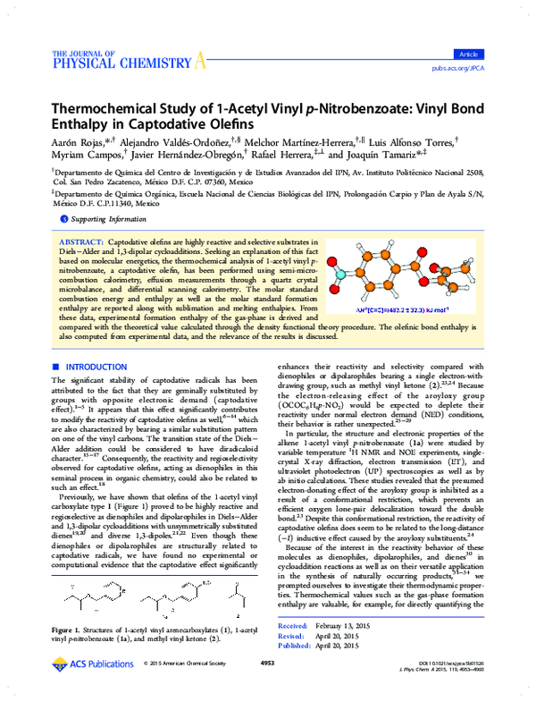 (PDF) Thermochemical Study of 1-Acetyl Vinyl p-Nitrobenzoate: Vinyl ...