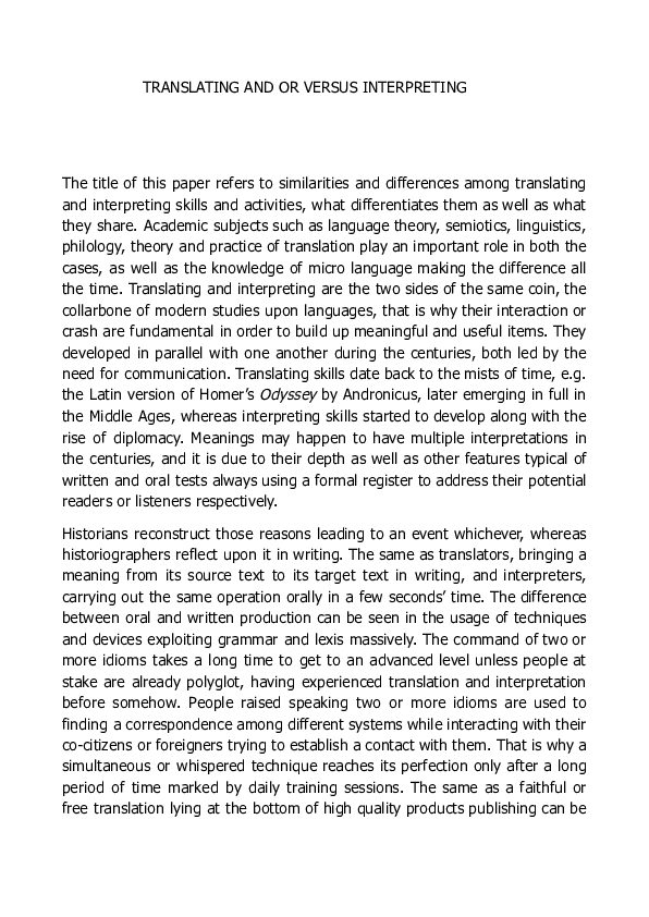 (PDF) TRANSLATING AND OR VERSUS INTERPRETING