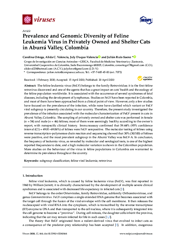 Curated visual reference: Pdf Prevalence And Genomic Diversity Of Feline Leukemia Virus In Photo Inspiration