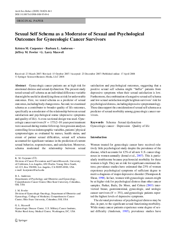 (PDF) Sexual Self Schema as a Moderator of Sexual and Psychological ...