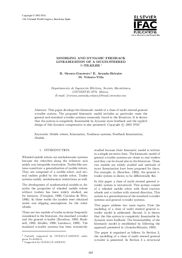 (PDF) Modeling and Dynamic Feedback Linearization of a Multi-Steered N ...