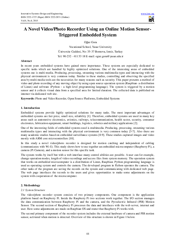 (PDF) A Novel Video/Photo Recorder Using an Online Motion Sensor ...