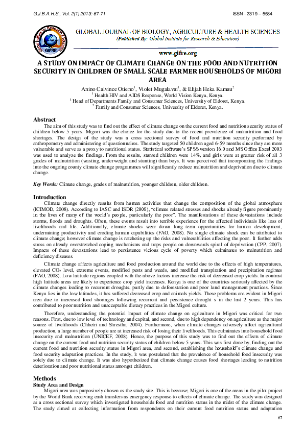 (PDF) A Study on Impact of Climate Change on the Food and Nutrition ...