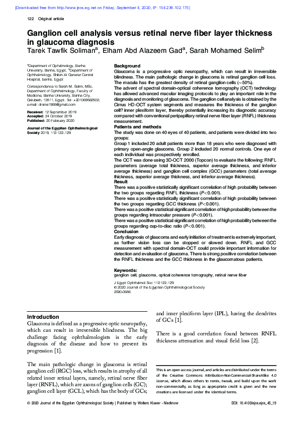 (PDF) Ganglion cell analysis versus retinal nerve fiber layer thickness ...