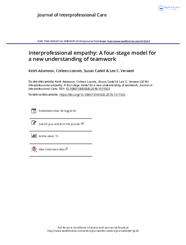 (PDF) Interprofessional empathy: A four-stage model for a new ...