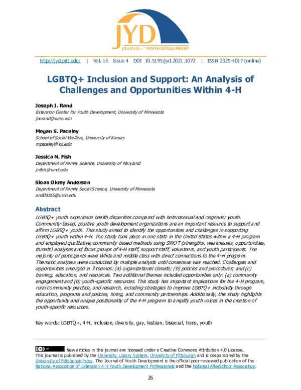(PDF) LGBTQ+ Inclusion and Support: An Analysis of Challenges and ...