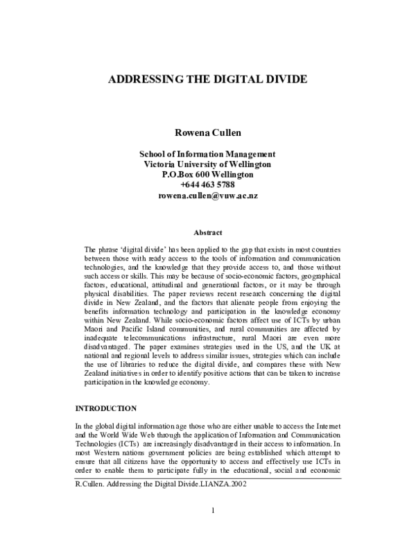 (PDF) Addressing the digital divide