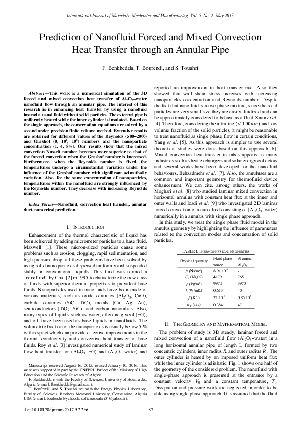 (PDF) Prediction of Nanofluid Forced and Mixed Convection Heat Transfer ...