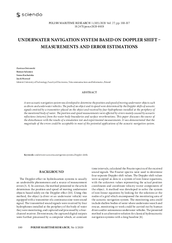 (PDF) Underwater Navigation System Based on Doppler Shift ...